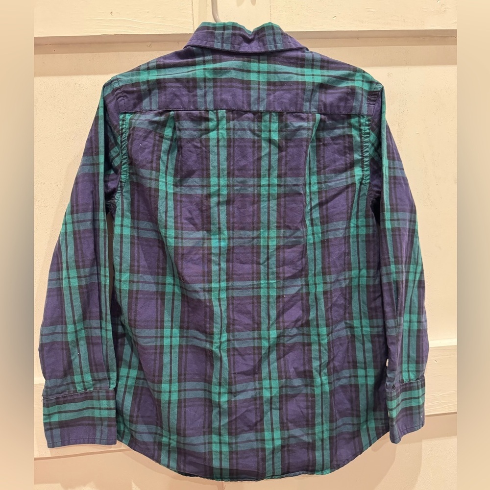 Crewcuts Kids Button Down Plaid Shirt - Purple and Teal - Picture 2 of 3